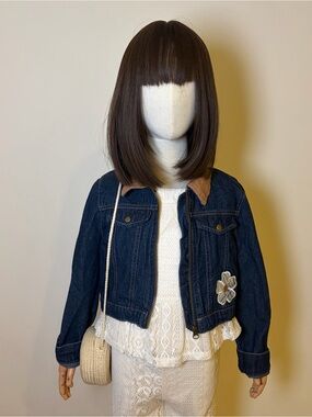 Little Lass Denim Flower Jacket Size 7/8